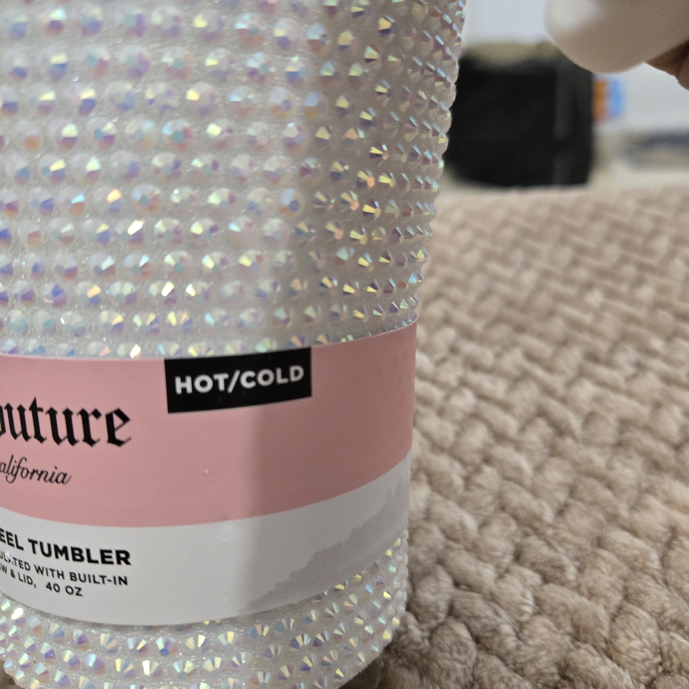 Juicy Couture 40oz Bling Tumbler Discontinued Rare Rhinestone Cup Iridescent NEW - Picture 5 of 10